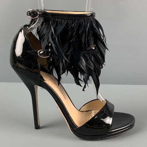 PAUL ANDREW Talla 6 Sandalias con tira al tobillo de charol negro