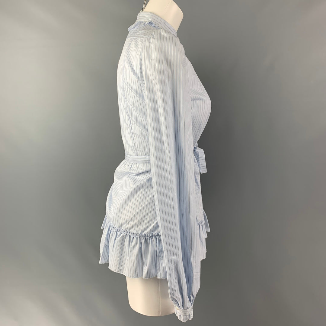 DOLCE & GABBANA Size 4 Light Blue White Cotton Stripe Drawstring Dress Sui Generis Designer Consignment DOLCE & GABBANA Size 4 Light Blue White Cotton Stripe Drawstring Dress Sui Generis Designer Consignment