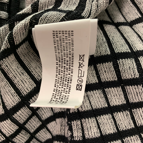 ARMANI COLLEZIONI Size M Black Stripe Silk Raw-Neck Grey Pullover