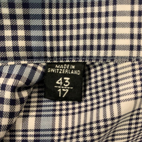 TOM FORD Size L Blue White  Plaid Cotton Button Up Long Sleeve Shirt