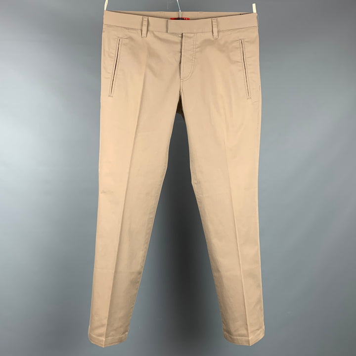 PRADA Size 34 Khaki Cotton Blend Button Fly Casual Pants