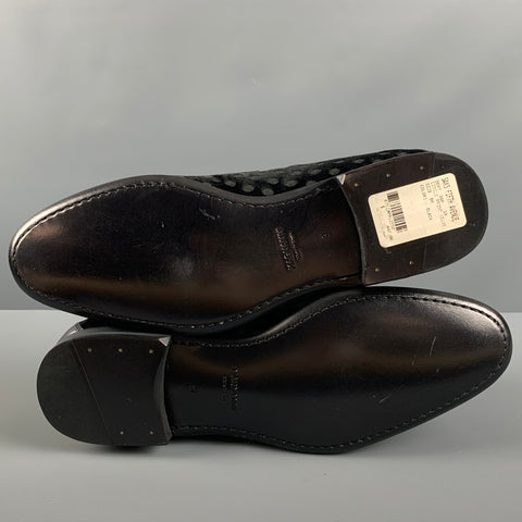 MAGNANNI Size 9 Black Polka Dot Velvet Slip On Loafers
