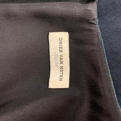 DRIES VAN NOTEN Taille 6 Robe droite en coton popeline noire et verte