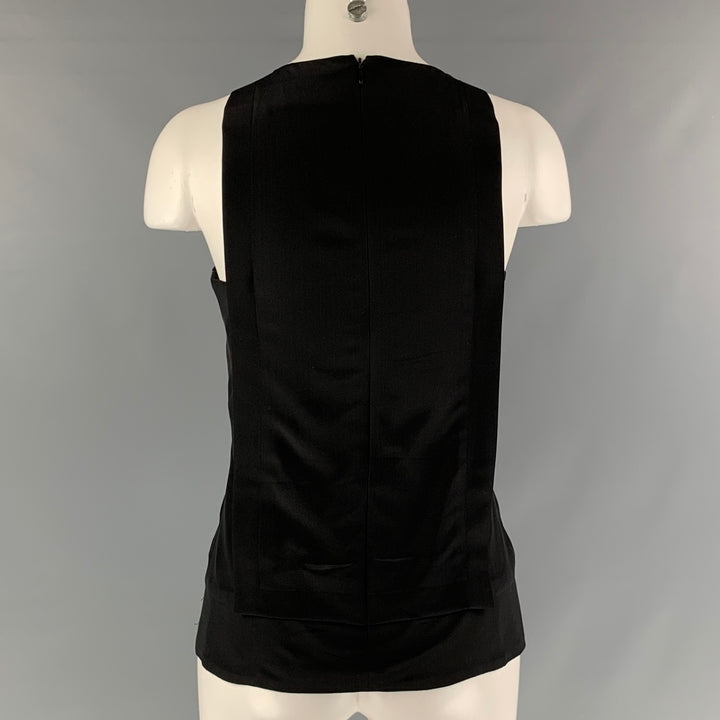 THAKOON Size M Black Silk Solid Asymmetrical Blouse