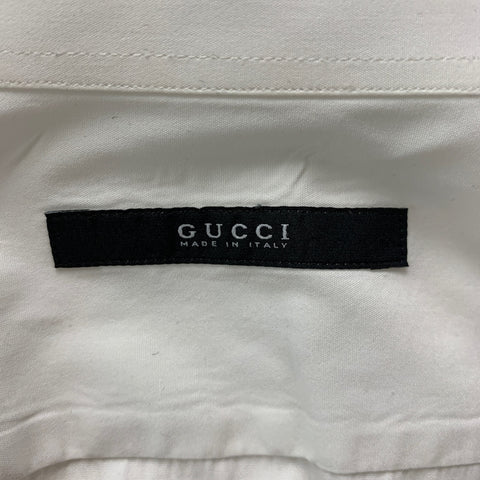 GUCCI Size M White Cotton Epaulettes Long Sleeve Shirt
