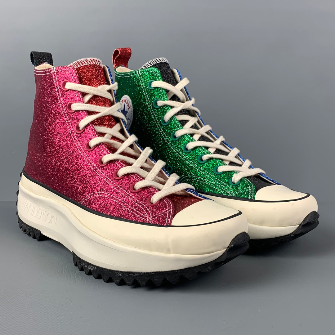 CONVERSE x JW ANDERSON Talla 9 Zapatillas altas con purpurina azul, verde y rojo