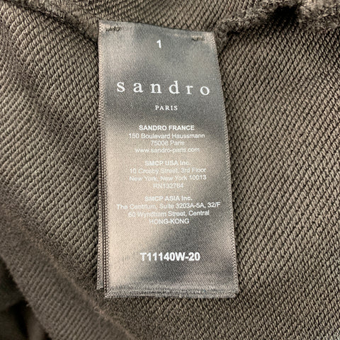 SANDRO Size XXL Black & Cream Tie Dye Cotton Hooded Sweatshirt