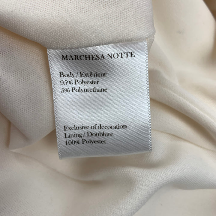 MARCHESA NOTTE Size 12 Cream Polyester / Viscose Embellishment Cocktail Dress