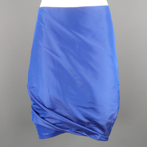 PAUW Taille S Jupe asymétrique en soie bleu royal à ourlet bulle