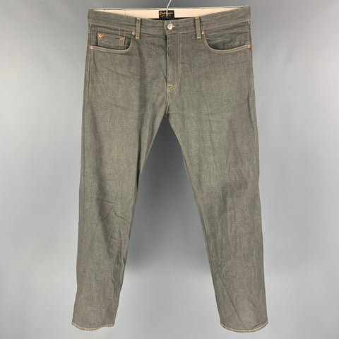 CIVILIANAIRE Size 34 Grey Contrast Stitch Selvedge Denim Jeans