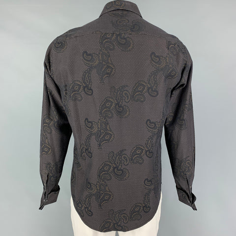 TED BAKER Size L Brown Paisley Cotton Button Up Long Sleeve Shirt