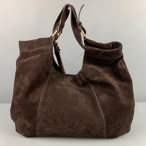 RALPH LAUREN Brown Suede Hobo Handbag