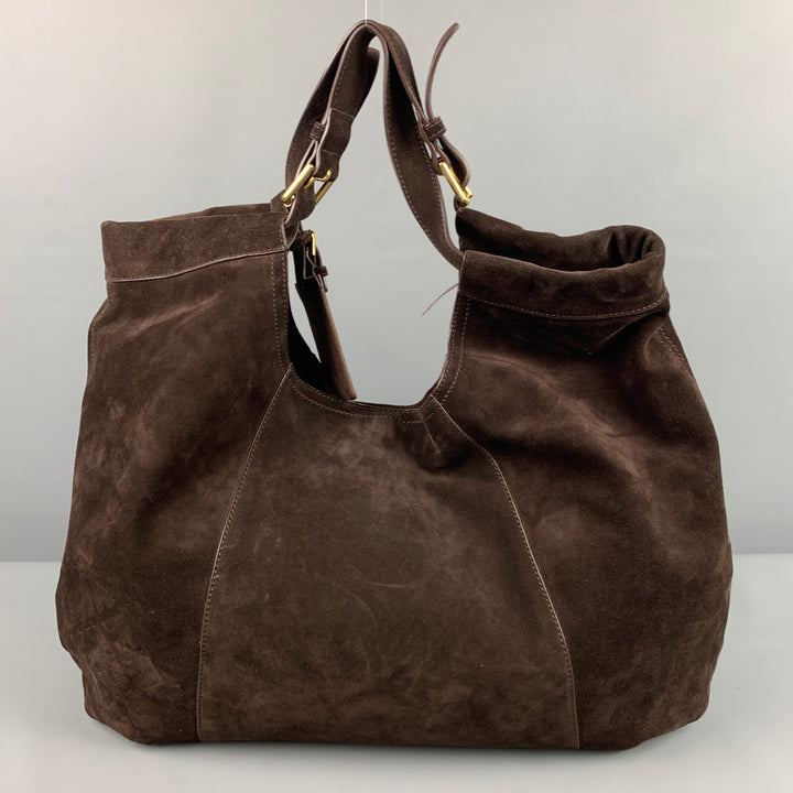 RALPH LAUREN Brown Suede Hobo Handbag
