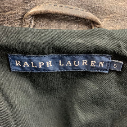 RALPH LAUREN Size S Brown Antique Leather Biker Jacket