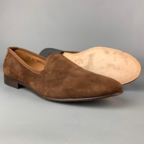 DEL TORO Size 10 Brown Suede Slip On Loafers