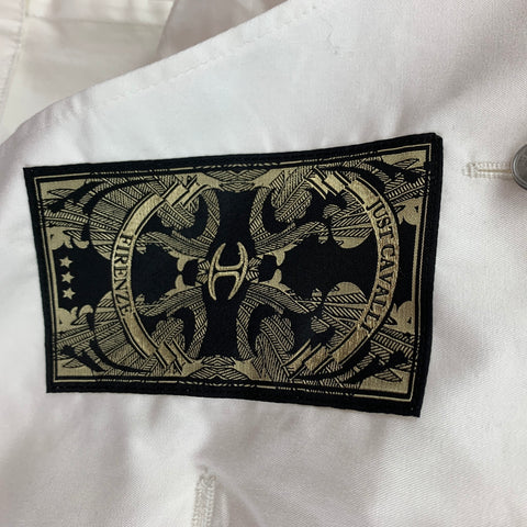 JUST CAVALLI Size 38 White Cotton Peak Lapel Sport Coat