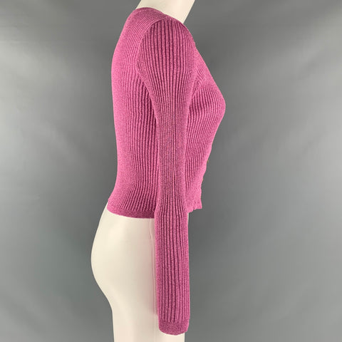 LOVE SHACK FANCY Size M Pink Viscose Blend Shiny Cardigan
