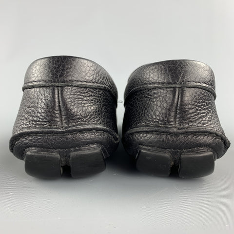 PRADA Size 8.5 Black Leather Drivers Loafers