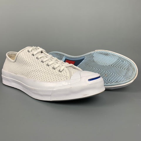 CONVERSE x Jack Purcell Size 8.5 White Perforated Leather Sneakers