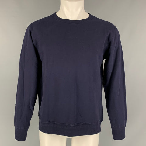 LADY WHITE Size M Dark Purple Solid Cotton Crew-Neck Sweatshirt