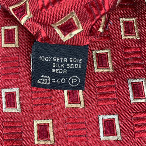 ERMENEGILDO ZEGNA Cravate En Soie Carrés Blancs Rouges