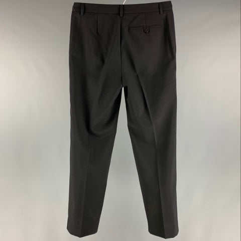 AGNÈS B. Size 32 Black Solid Polyester Zip Fly Dress Pants