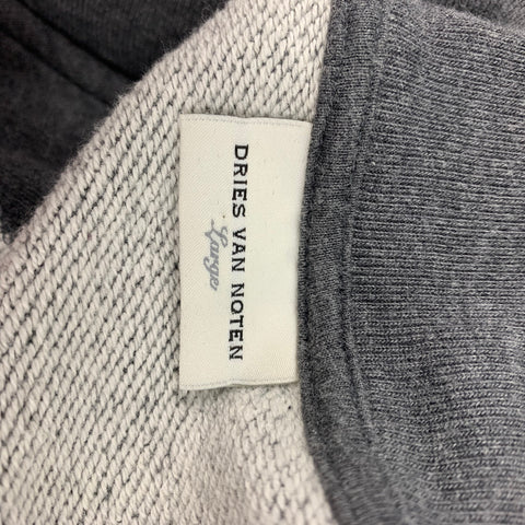 DRIES VAN NOTEN Size L Dark Gray Embroidered Cotton Bomber Jacket