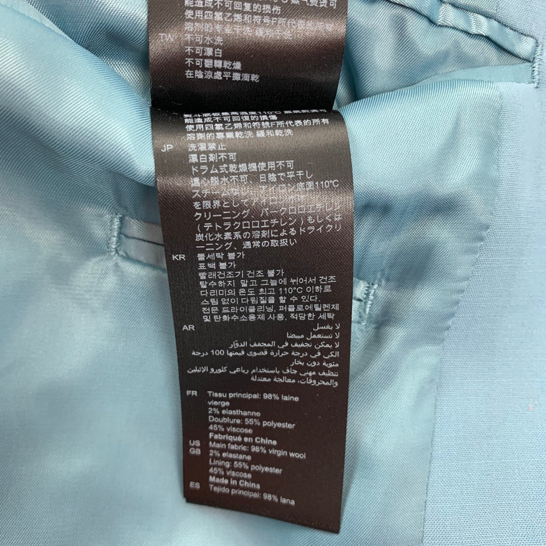 SANDRO Size 36 Light Blue Wool Notch Lapel Suit
