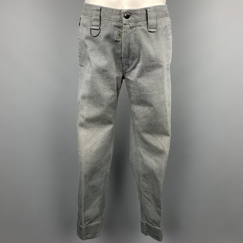 DIESEL Size S Grey Solid Cotton Blend Peak Lapel Suit