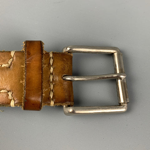 VINTAGE Size M Brown Distressed Leather Belt