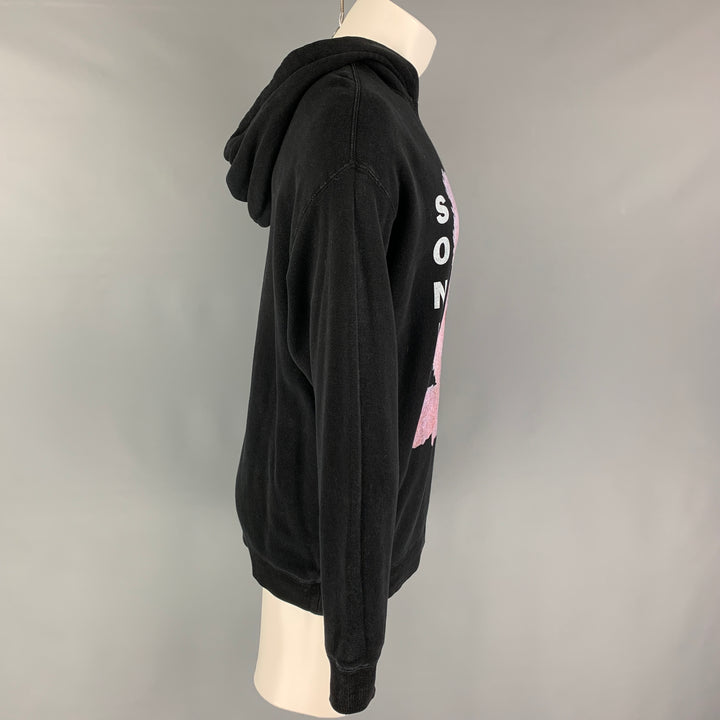 R13 Size S Black Pink Graphic Cotton Lyocell Oversized Sweatshirt