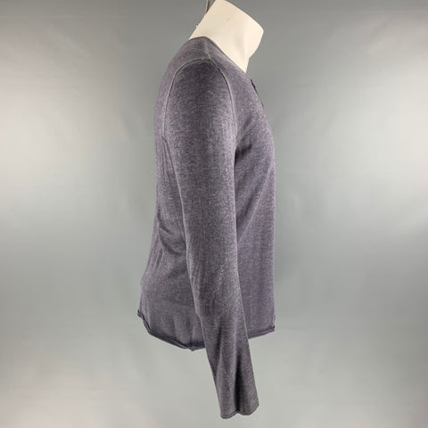JOHN VARVATOS Size S Purple Silk / Cashmere Henley Pullover