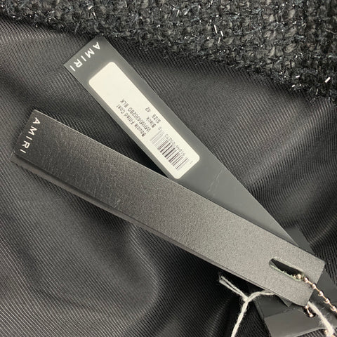 AMIRI Taille M Manteau à patte cachée en tweed mélangé de polyester noir