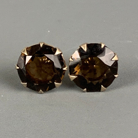 Boutons de manchette de forme ronde marron doré VINTAGE