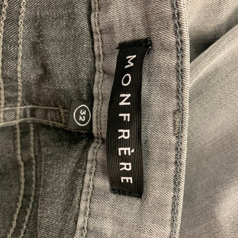 MONFRERE Size 32 Grey Washed Cotton Blend Brando Jeans