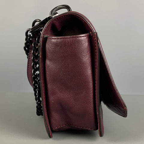 REBECCA MINKOFF Burgundy Quilted Chevron Leather Handbag