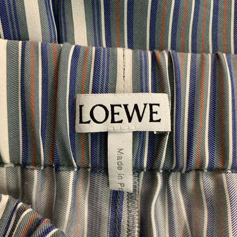 LOEWE Talla 2 Conjunto asimétrico de rayas de seda gris blanco azul