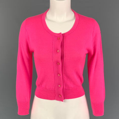 OSCAR DE LA RENTA Size XS Pink Cashmere Silk Cropped Cardigan
