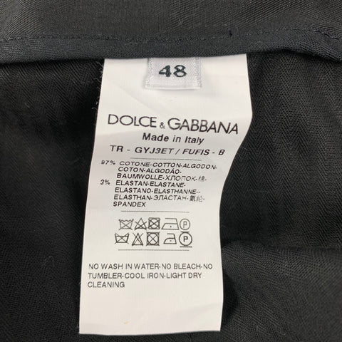 DOLCE & GABBANA Size 32 Black Cotton Zip Fly Dress Pants