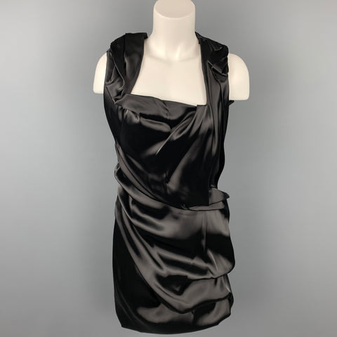 SOPHIA KOKOSALAKI Taille 6 Robe de cocktail froncée en mélange de nylon noir