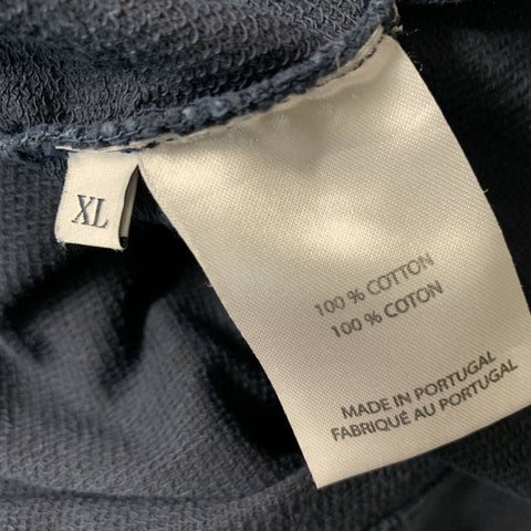 OFFICINE GENERALE Size XL Navy Solid Cotton Pullover