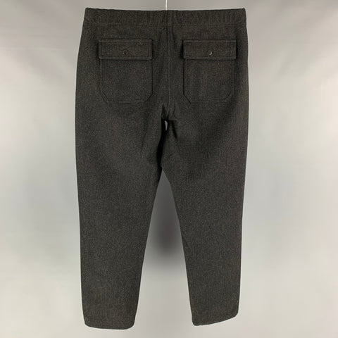 HAVEN Size L Charcoal Solid Wool Zip Casual Pants