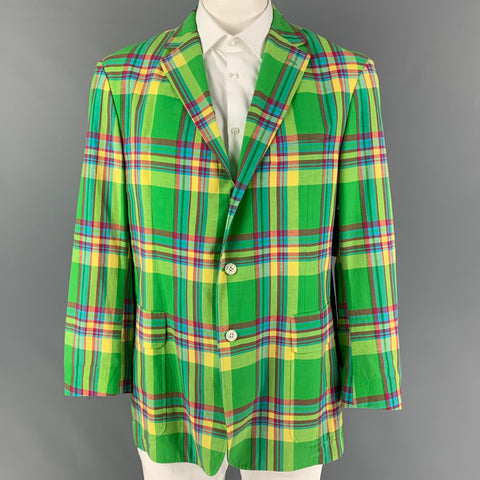 POLO by RALPH LAUREN Size L Multi-Color Plaid Cotton Sport Coat