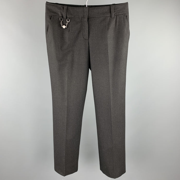 CELINE Size 4 Charcoal Wool Wide Leg Dress Pants