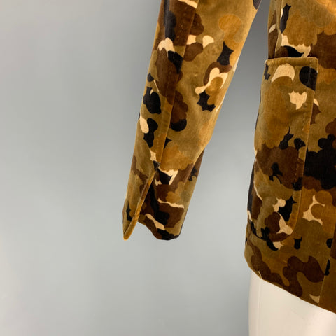 TOM FORD Talla 38 Regular Marrón Bronceado Camuflaje Algodón Terciopelo Abrigo deportivo