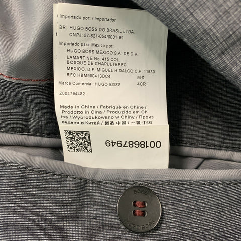 HUGO BOSS Chest Size 40 Regular Grey Polyester Sport Coat