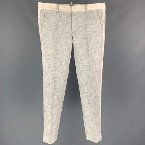 VIKTOR & ROLF Size 32 Grey & White Heather Acetate Blend Tuxedo Dress Pants