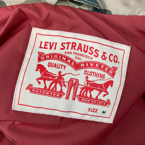 LEVI STRAUSS Size M Olive & Tan Camouflage Cotton / Linen Down Filled Jacket