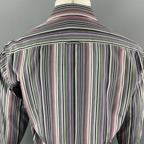 PS by PAUL SMITH Size S Gray & Black Stripe Cotton French Cuff Long Sleeve Shirt