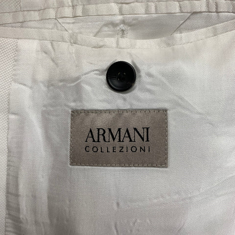 ARMANI COLLEZIONI Size 46 White Viscose Linen Sport Coat